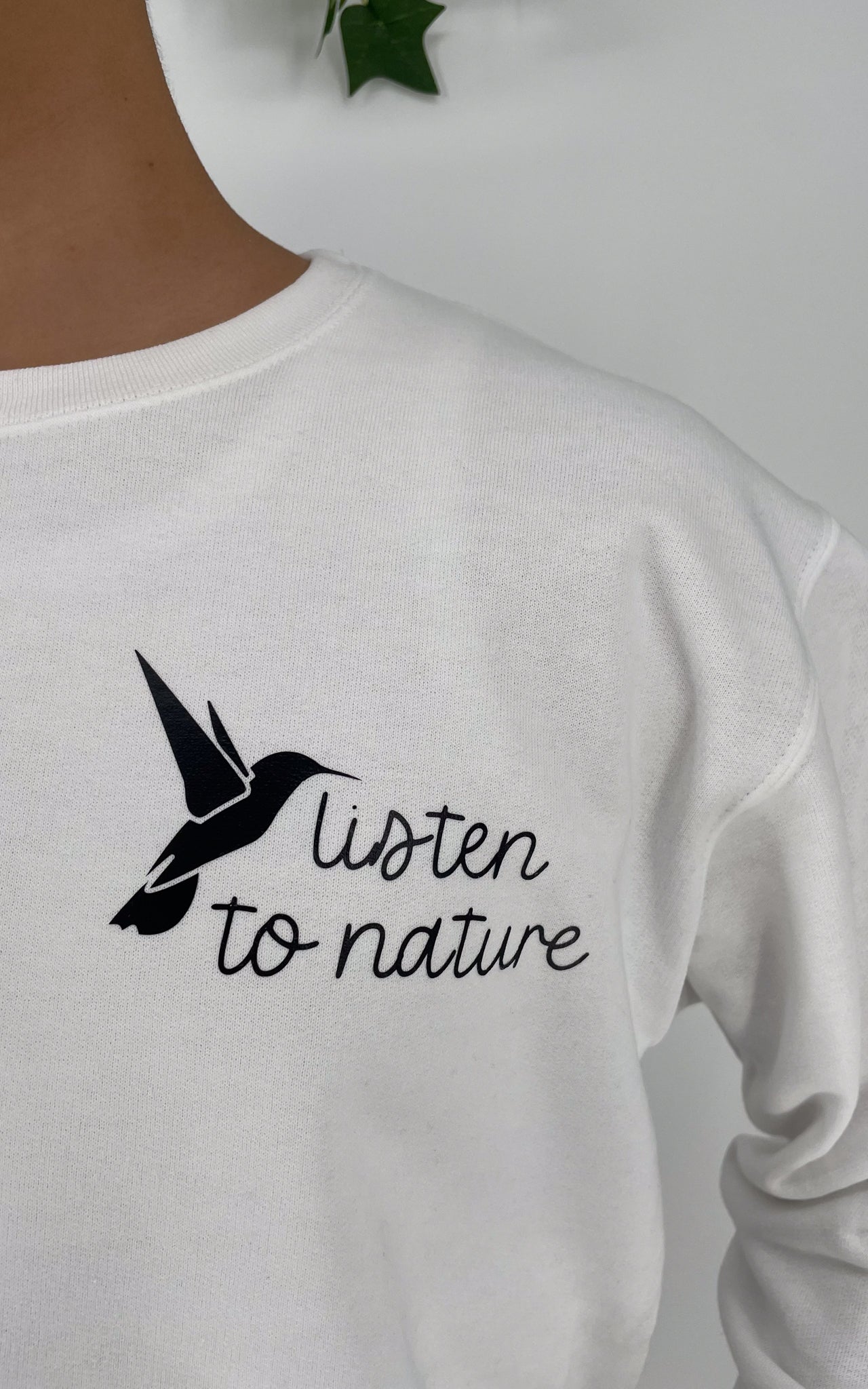 White Listen to Nature Fleece Crewneck