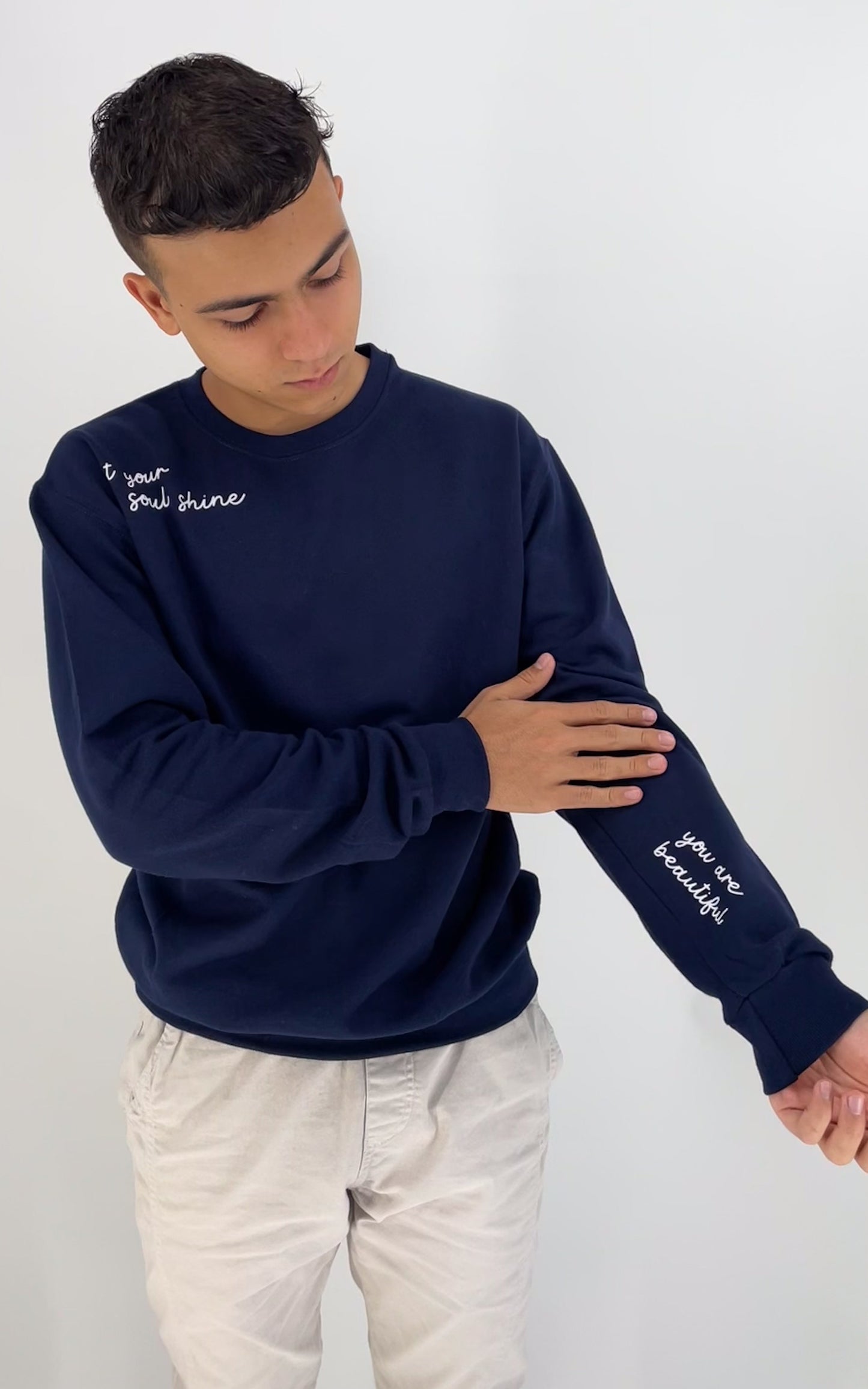 Navy Blue You Shine Fleece Crewneck