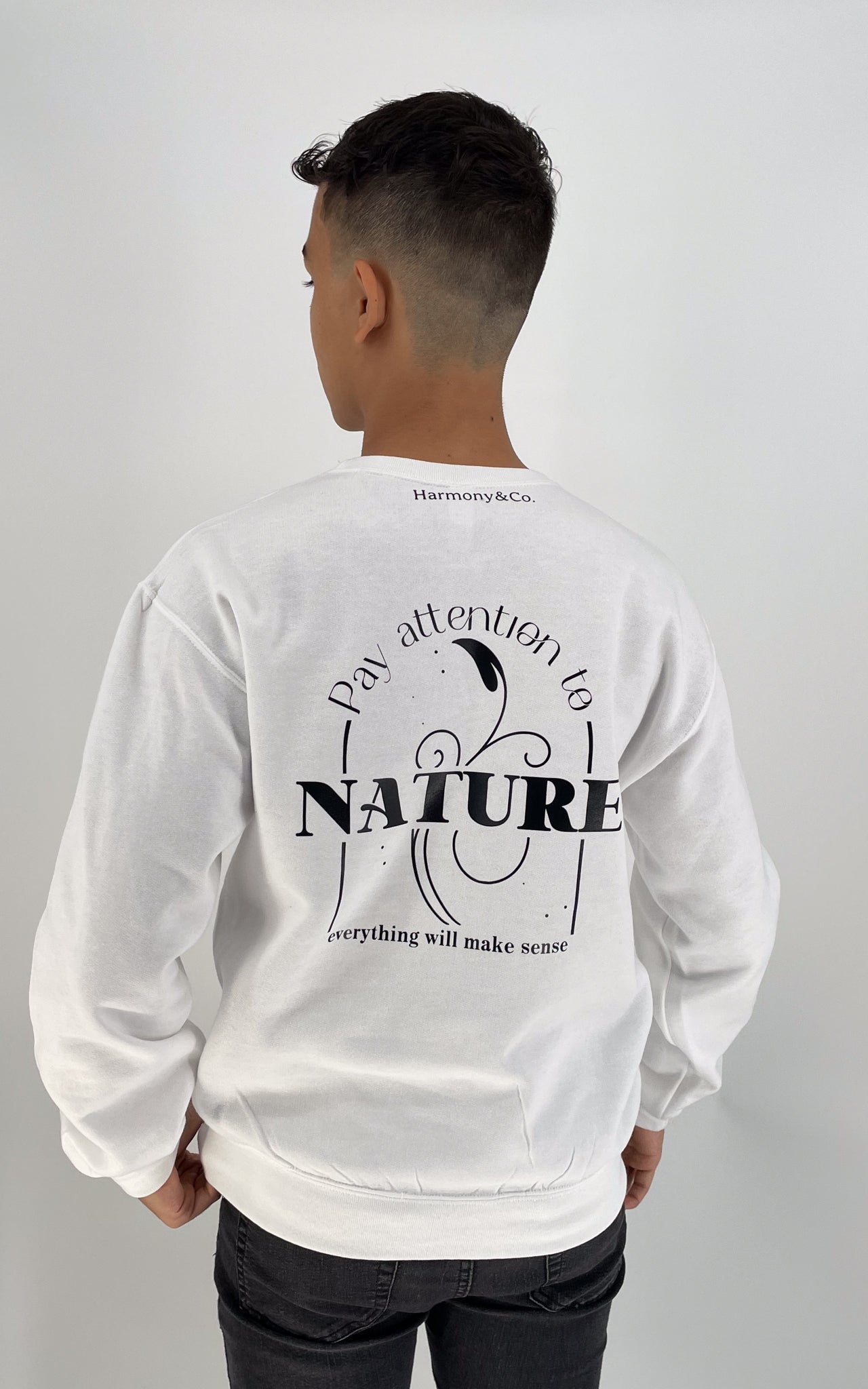 White Listen to Nature Fleece Crewneck