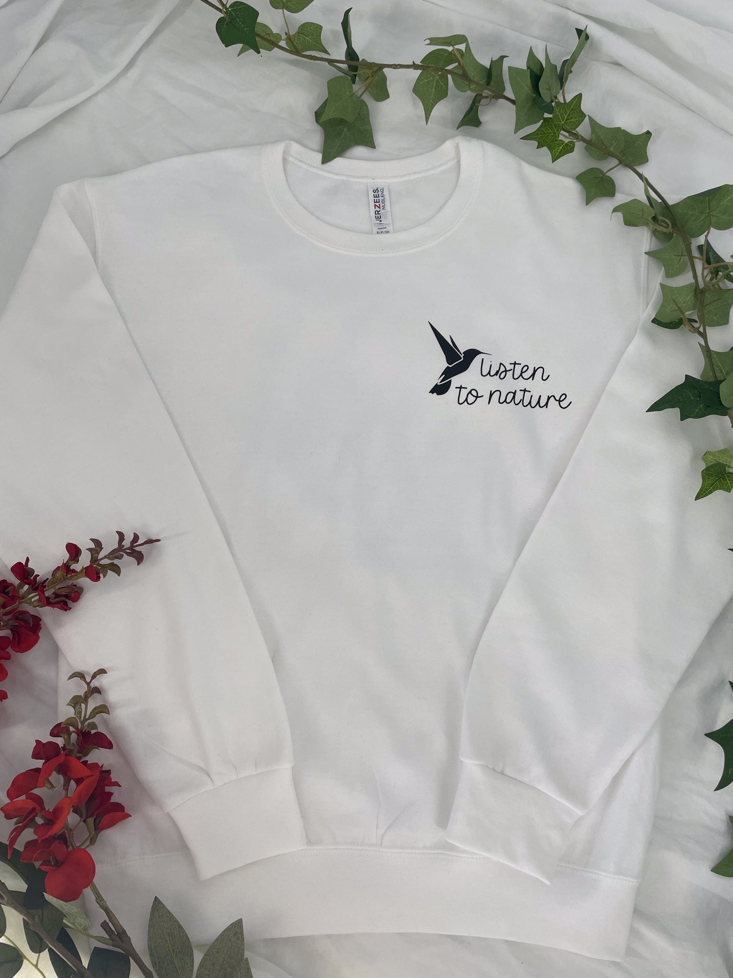 White Listen to Nature Fleece Crewneck